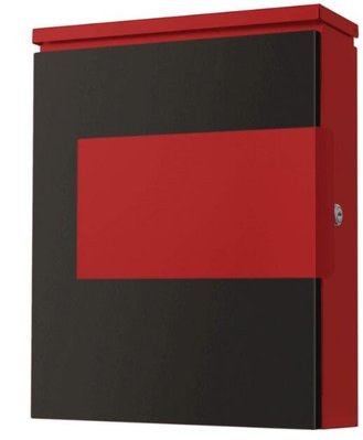 15547c 日本製 好品質 大容量 紅黑色 304不鏽鋼 鑰匙鎖 別墅牆壁上壁掛式信箱郵筒郵箱信件意見箱收納箱擺件禮品