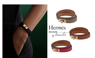 Hermes Kelly Double Tour leather bracelet 2021年 新款  Mini Kelly 皮手環  rose mexico