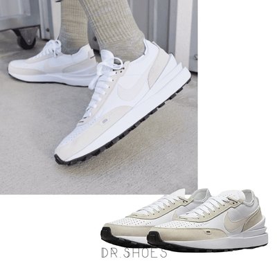 【Dr.Shoes 】Nike WAFFLE ONE LTR 皮革 麂皮 休閒鞋 運動鞋 男鞋 白灰DX9428-100
