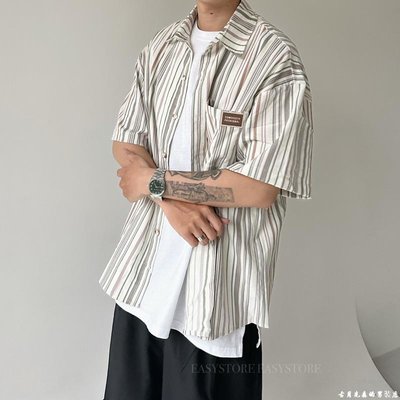韓式 SOME 夾心可可小標襯衫 短袖 韓國男裝 滿599免運