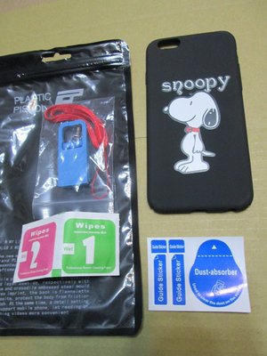 【JEN17】(未用過)適用於iphone 6 Snoopy史努比手機套+配件/貼紙/立架/吊繩等