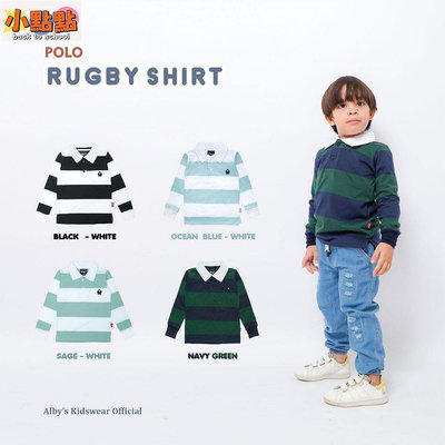 【小點點】Polo 橄欖球襯衫兒童條紋條紋年齡 6 個月 10 歲棉 24 年代