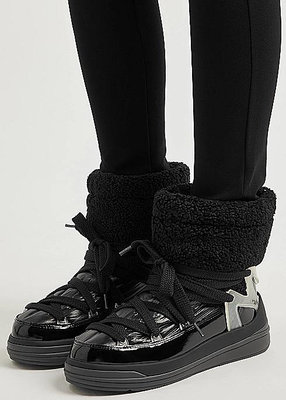 【35.5/36/37/38折扣預購】24春夏正品Moncler Insolux M Leather Snow Boots黑色皮革雪靴/短靴