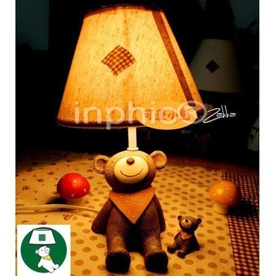 INPHIC-卡通小熊檯燈創意可愛兒童臥室床頭燈原木檯燈個性檯燈