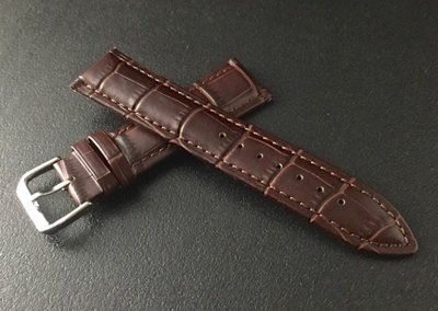 非swiss,紳士錶必備,21mm,咖啡色鱷魚紋,真皮錶帶,不鏽鋼製錶扣