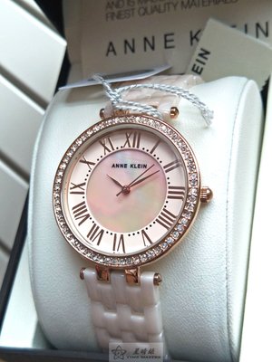 Anne Klein手錶時尚精品錶款，編號:AN00094,粉紅色錶面粉紅色陶瓷錶帶款