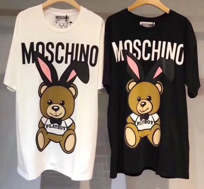 PapaDarling 18SS Moschino同款兔耳朵小熊純棉寬鬆T恤