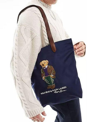 代購Polo Ralph Lauren tote bag休閒經典帆布小熊托特包