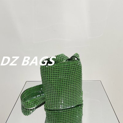 小眾設計復古幾何綠色亮片鎖子甲鍊條手機包輕奢高級感單肩斜挎包