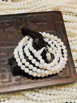 佛珠保平安現貨在台北/天然硨磲貝6厘108顆手珠串/純淨潔白最佳飾品