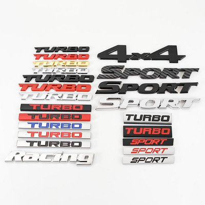 三維汽車貼紙金屬前後標誌 4X4 RACING TURBO SPORT 標誌標誌貼花替換貼紙
