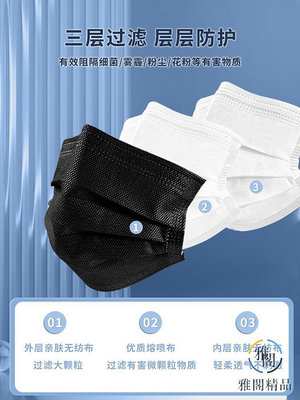 黑色一次性三層男潮款夏季薄款透氣防塵口罩女高顏值2023獨立包裝