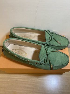 二手Tod's 綠色 經典豆豆鞋 女鞋 38.5號