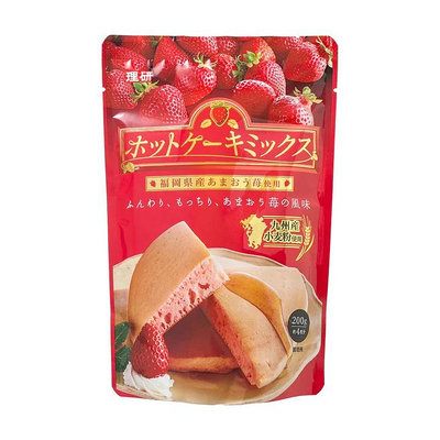 +東瀛go+理研農產 濃厚草莓風味鬆餅粉 200g 鬆餅粉 甜點材料 日本產小麥粉 鬆餅 日本必買 日本原裝