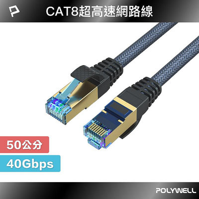 (現貨) 寶利威爾 CAT8 超高速網路線 50公分 40Gbps RJ45 福祿克認證 POLYWELL