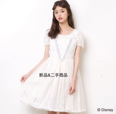 愛麗絲Disney聯名公主款Secret Honey日本愛麗絲短袖洋裝日系短袖洋裝 白色. 全新