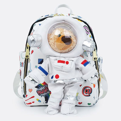 新品↬↬EYE THEME↬↬正品。太空熊(立體) 趣味塗鴉大容量雙肩包 後背包 2293