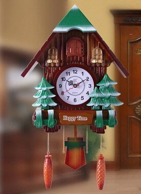 【熱賣精選】歐式掛鐘布穀鳥報時搖擺壁鐘 便利小舖 創意小鳥出窗客廳現代咕咕鐘