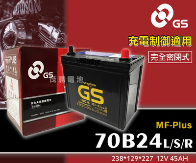 【茂勝電池】統力 GS 70B24L/S/R PLUS 免加水 性能加強 充電制御用 70B24R (同55B24)