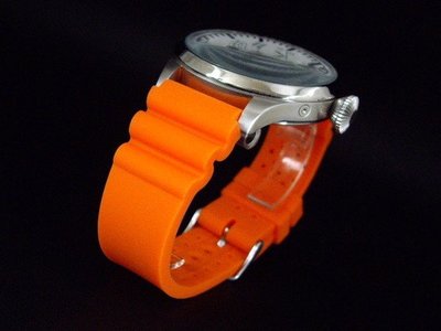 22mm超值高質感蛇腹式矽膠錶帶替代原廠搶錢貴貨citizen,seiko潛水錶帶,橘色標