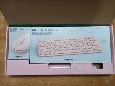 玫瑰粉 羅技 K380 跨平台藍牙鍵盤+ M350 鵝卵石無線滑鼠 贈同色鼠墊- 鍵鼠禮盒
