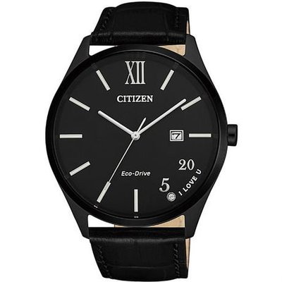 【金台鐘錶】CITIZEN 星辰 (光動能) 石英 42mm (男) 皮帶錶 (IP) 黑 BM7357-10E