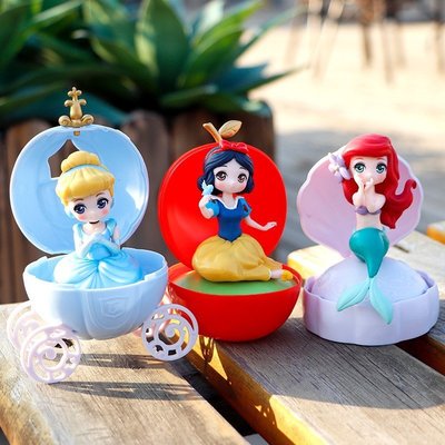 （）3款/套迪士尼公主造型扭蛋灰姑娘 白雪公主 美人魚公主扭蛋玩具蛋糕裝飾模型公仔擺件