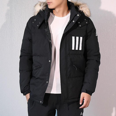 Adidas 冬季戶外男子連帽運動休閒保暖羽絨服 GE9928 DT7917