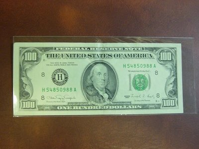 美國(USA),美金100元,1990年,95成新,極稀少紙鈔!!