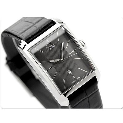 calvin klein CK手錶 簡約方形表面 牛皮錶帶 商務時尚石英男錶 女錶 情侶對錶K2M21107