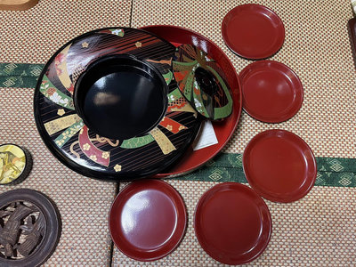 日本回流 中古大漆樹脂 大尺寸 食物盒套裝 茶倉 收納盒
