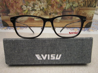 日本潮牌 福神Evisu黑色膠框光學眼鏡