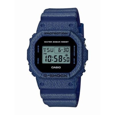 G-SHOCK CASIO卡西歐不敗流行百搭牛仔丹寧系列經典藍運動電子腕錶 型號：DW-5600DE-2【神梭鐘錶】
