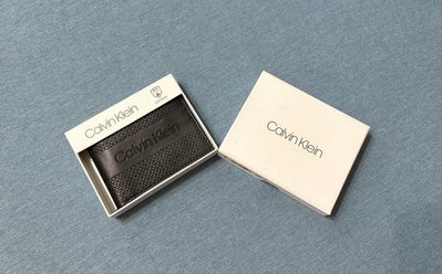 Calvin Klein ck logo 黑色真皮壓紋皮夾 多卡層短夾 RFID信用卡防盜刷皮夾 全新正品