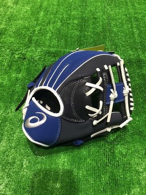 棒球世界全新asics 亞瑟士少年用棒球手套寶藍深藍配色LOGO直接刺繡特價3124a134
