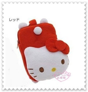 ♥小公主日本精品♥ Hello Kitty 絨毛 大臉 手機包 手機袋 小物收納包 相機包 日本進口 42079705