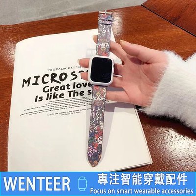 森尼3C-卡通真皮錶帶 Apple Watch 維尼熊錶帶 iWatch8 S7 6 SE 4/5代蘋果錶帶 44 41 45mm-品質保證