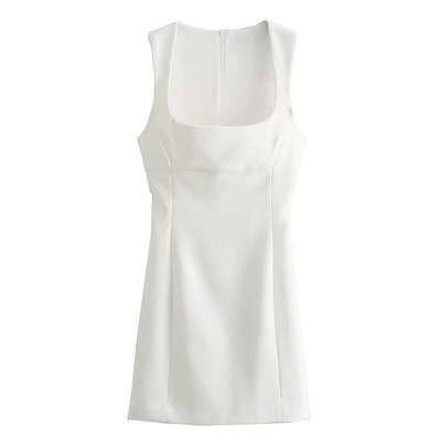 #125（圖）預購商品 春季新品 無袖洋裝 連身短裙 純色 U形領口 後背隱形拉鍊UZC52/0224