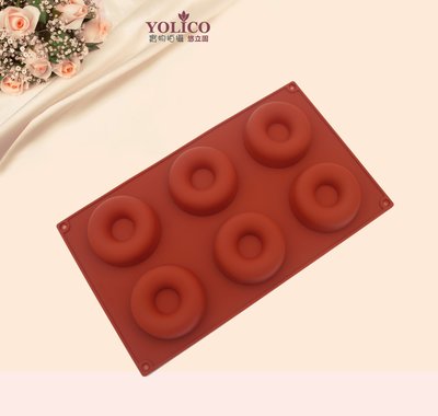 【悠立固】Y754 6連 圓形甜甜圈模矽膠模具 烘培蛋糕點心模具 手工皂模 糕點模 果凍布丁食品級