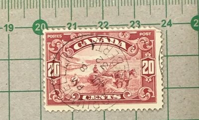 【郵卡庫2】加拿大1929年SC157，20分馬車豐收小麥，背貼舊票 SP7264