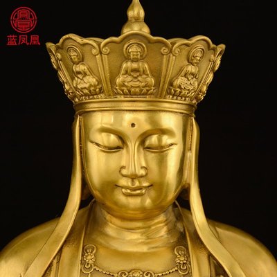 現貨熱銷-地藏王菩佛像純銅地藏王佛像供奉九華山坐蓮地藏銅像擺件大號佛像
