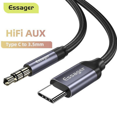 EssagerUSB C型轉3.5mm插孔AUX音頻線適配器用於連接耳機耳機輔助線