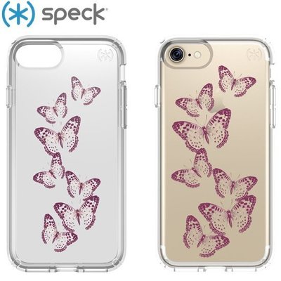 Speck iPhone 7 4.7吋 Presidio Clear + Print 粉色彩蝶透明防摔保護殼 喵之隅