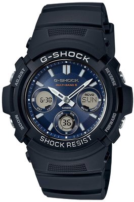 日本正版 CASIO 卡西歐 G-Shock AWG-M100SB-2AJF 男錶 電波錶 太陽能充電 日本代購