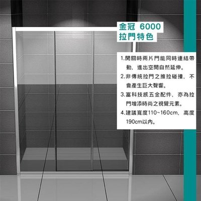 承豐~ITAI/一太/有框淋浴拉門-金冠6000系列 120CM內 (高度190CM) 一字型 透明強化玻璃