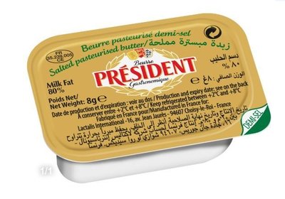 ~*品味人 *~12盒免運法國 總統牌 PREIDENT 有鹽小奶油(迷你杯) 新式無盒裝環保包裝 125入迷你小奶油