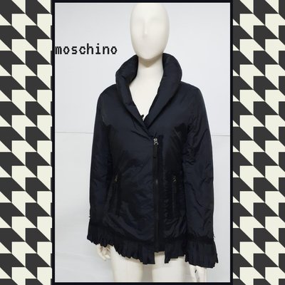 ♛ 黑貓姊vintage潮流古著♛ moschino黑色特色造型拼接蕾絲羽絨外套（42）☞
