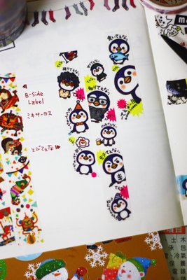 【R的雜貨舖】紙膠帶分裝 日本B-SIDE LABEL(ビーサイドレーベル) とびてぇな 企鵝 1單位=50cm