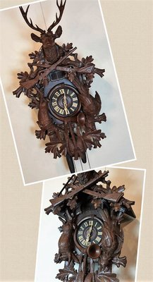 1925s  德國 黑森林 鹿頭 立體 手工雕刻 古董 咕咕鐘  古董鐘  cl0016【卡卡頌  歐洲古董】 ✬