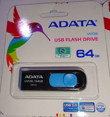 點子電腦-北投...全新◎ ADATA 威剛 UV128 USB 3.0 64G隨身碟◎530元藍色款
